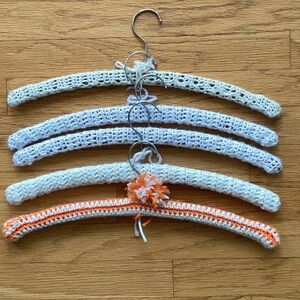 Crochet Hangers Set with Orange Accent